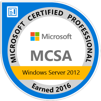 Mcsa Windows Server 2012 Certified 2016